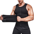 Sauna Suit for Men Waist Trainer Vest Zipper Body Shaper Zipper Tank Top (Black, L)