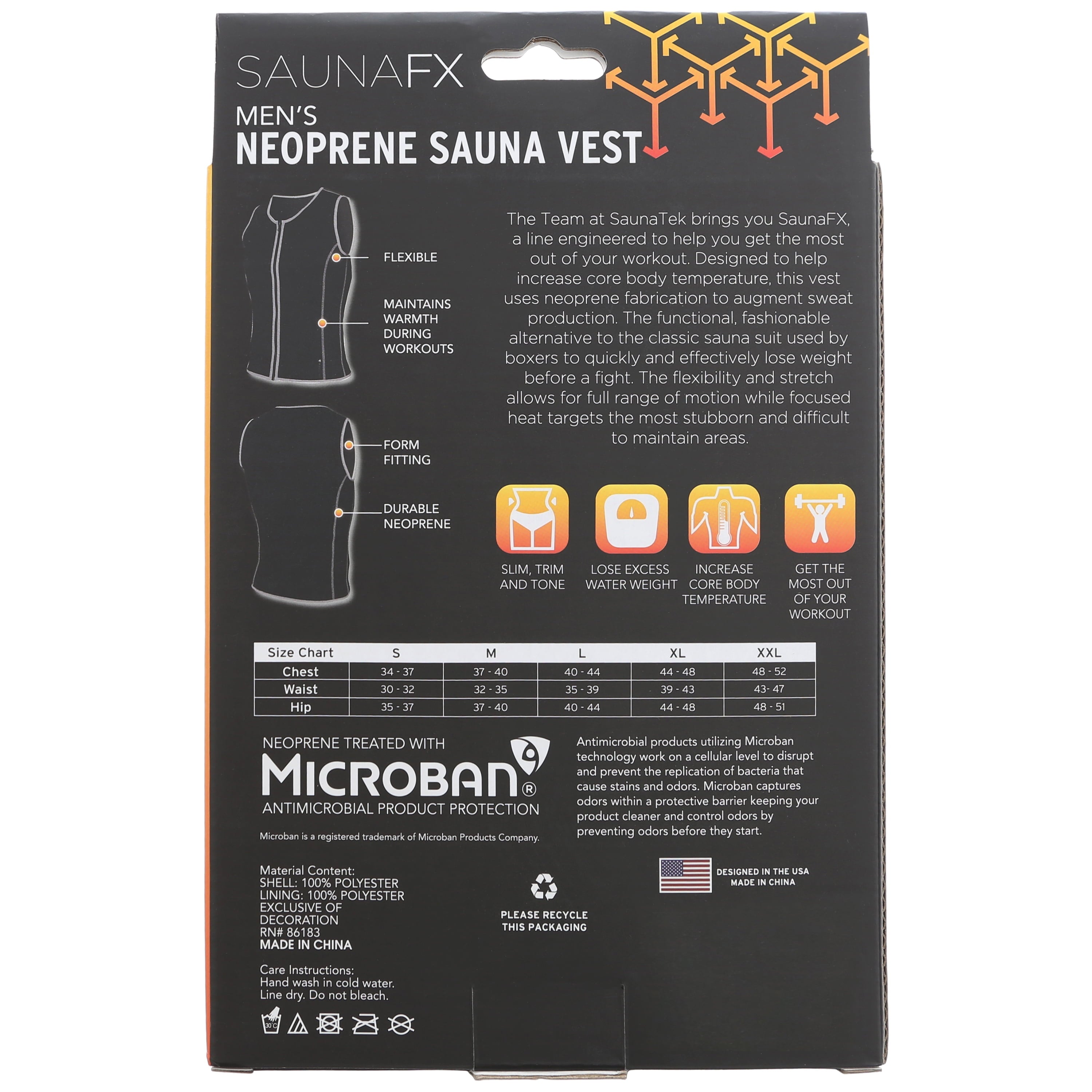 Men'S Slimming Neoprene Sauna Vest with Microban Antimicrobial Product Protection