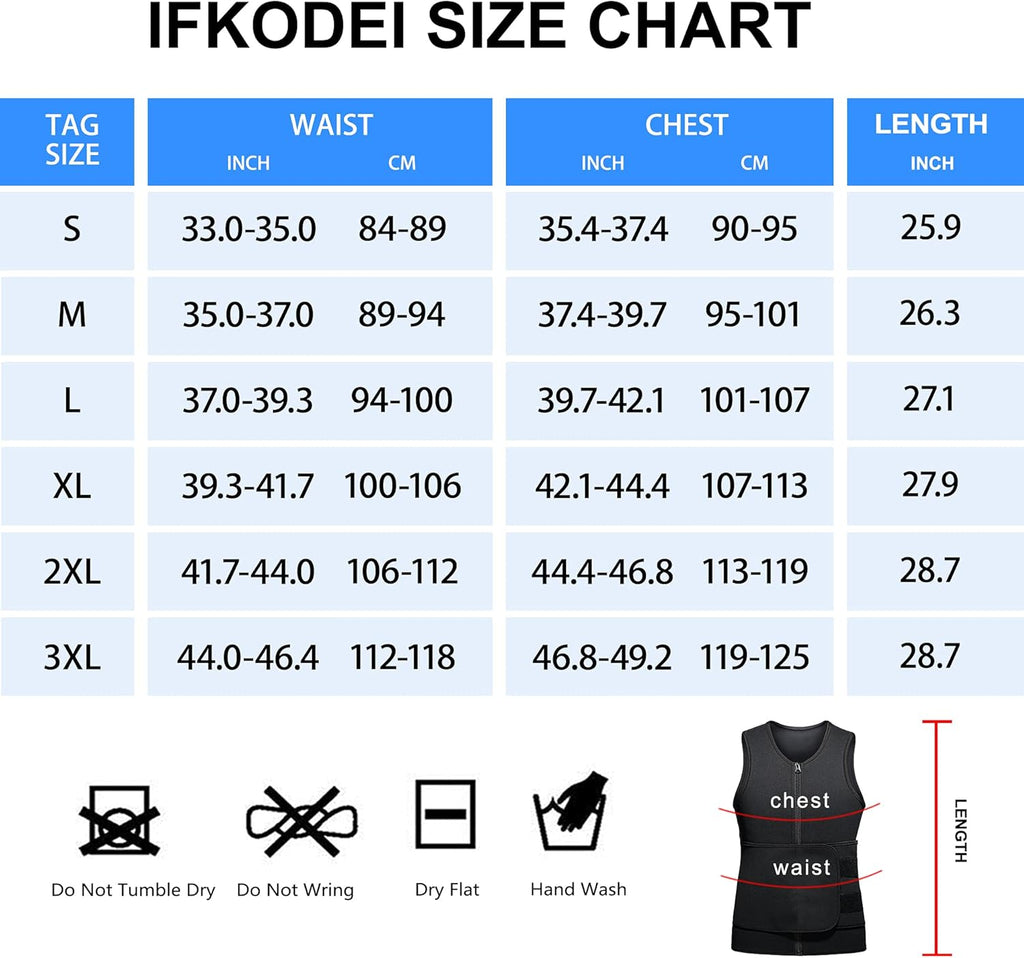 Sauna Suit for Men Waist Trainer Vest Zipper Body Shaper Zipper Tank Top (Black, L)